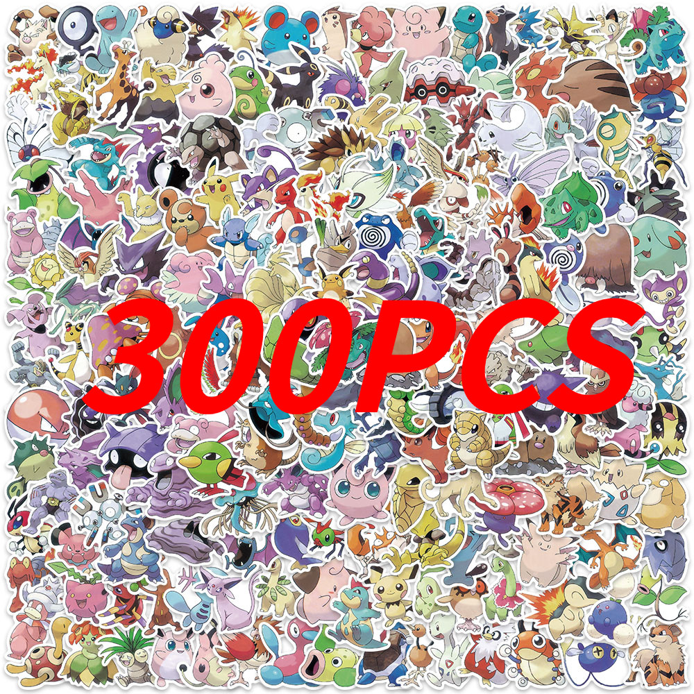 

100/200/300Pcs Pokemon Kawaii Pikachu Stickers Decoration Decals Laptop Skateboard Car Luggage Phone Waterproof Sticker Toy
