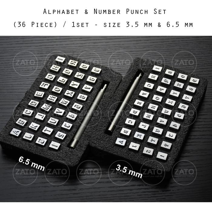

Alphabet & Number Stamp Punch Set 36 pcs - stamping leather tools - alat kulit - 4 mm