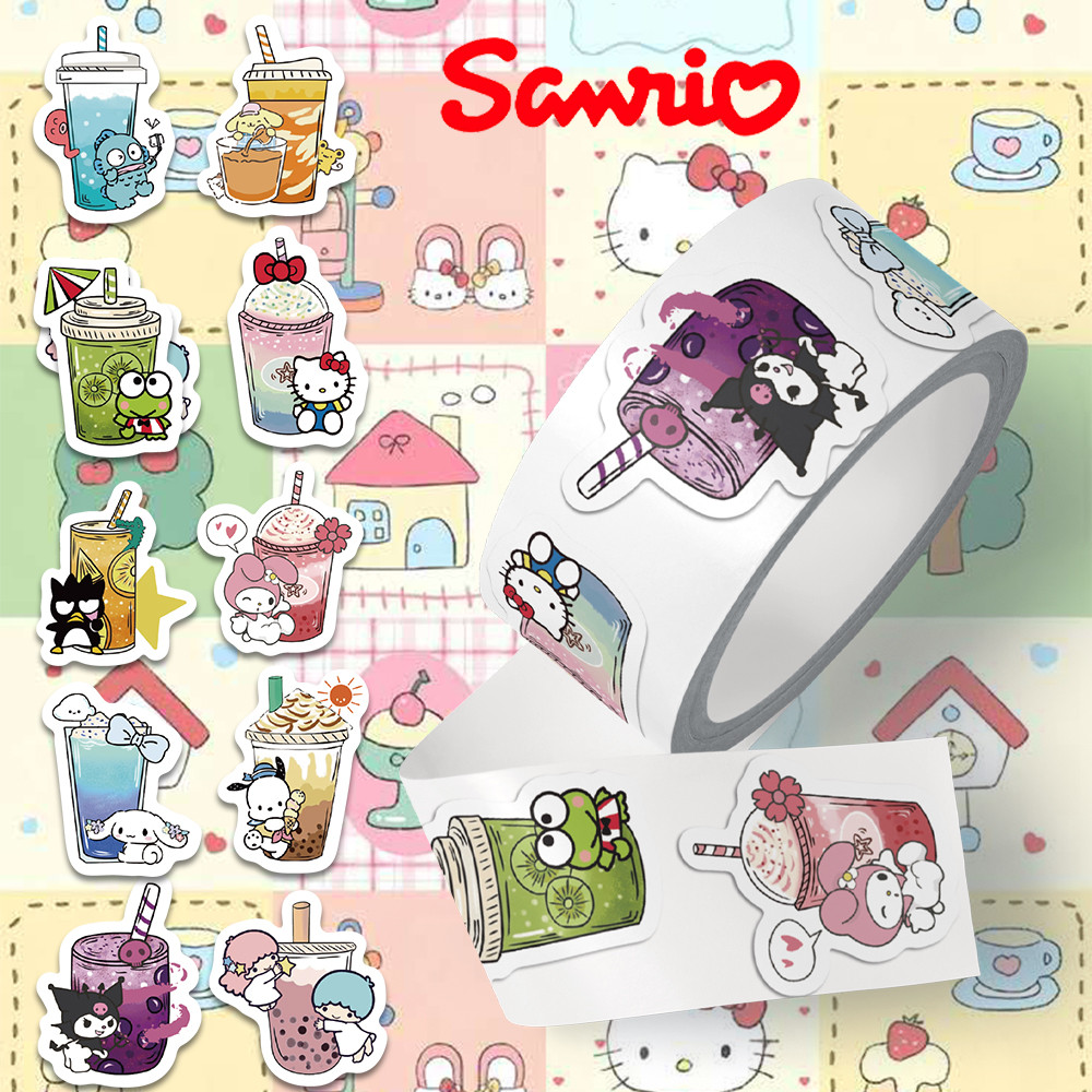

500PCS Cute Sanrio Hello Kitty Kuromi Melody Stickers Roll Kawaii Cartoon Envelope Sealing Labels Sticker Anime Reward Decals