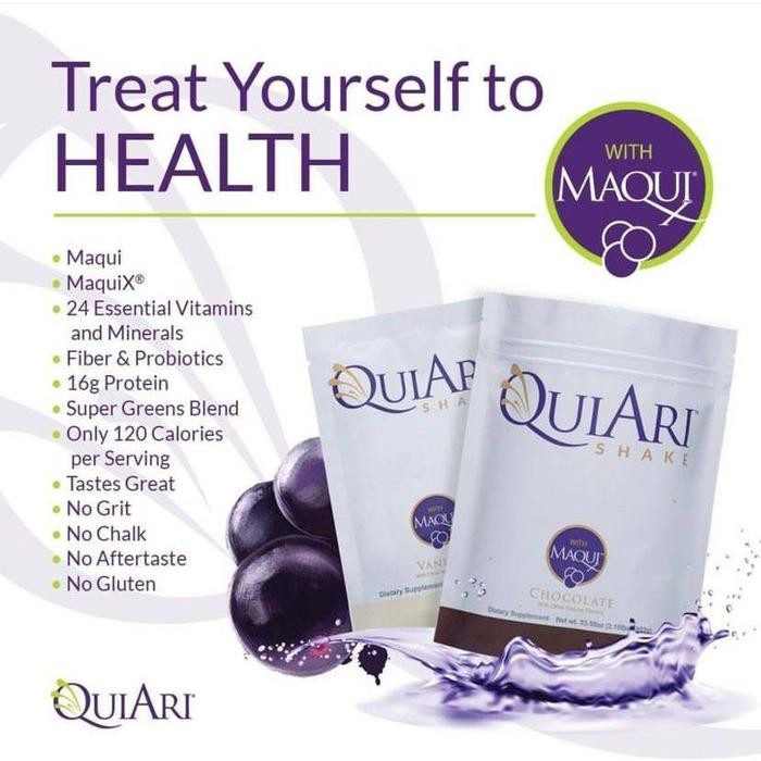 

QuiAri Shake - Susu Protein Maqui Berry Antioksidan Rasa Cokelat atau Vanilla - Isi 14 dan 28 Pack - 14 Days Choco
