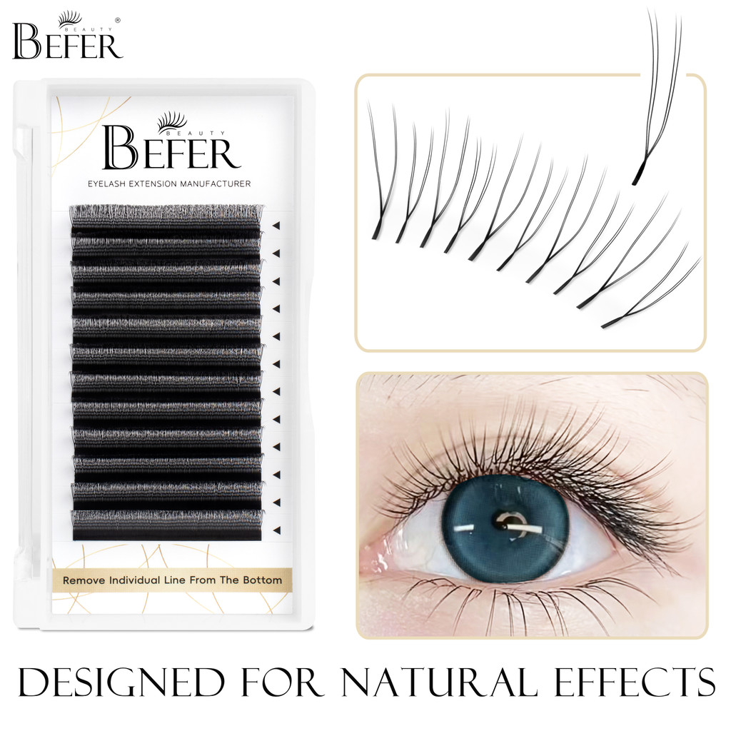 Befer Beauty Natural False Eyelashes U Lash Shape Super Soft Eyelash C/D 8-15mm Lashes Extension Sup