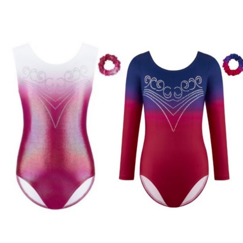 Gymnastic Leotard Baju Senam Anak Perempuan Lengan Panjang