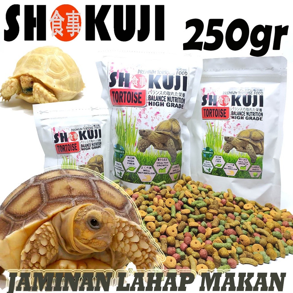 250GR SHOKUJI PELET PARDALIS SULCATA MAKANAN KURA KURA DARAT ALDABRA RADIATA CHERRYHEAD INDIAN STAR 