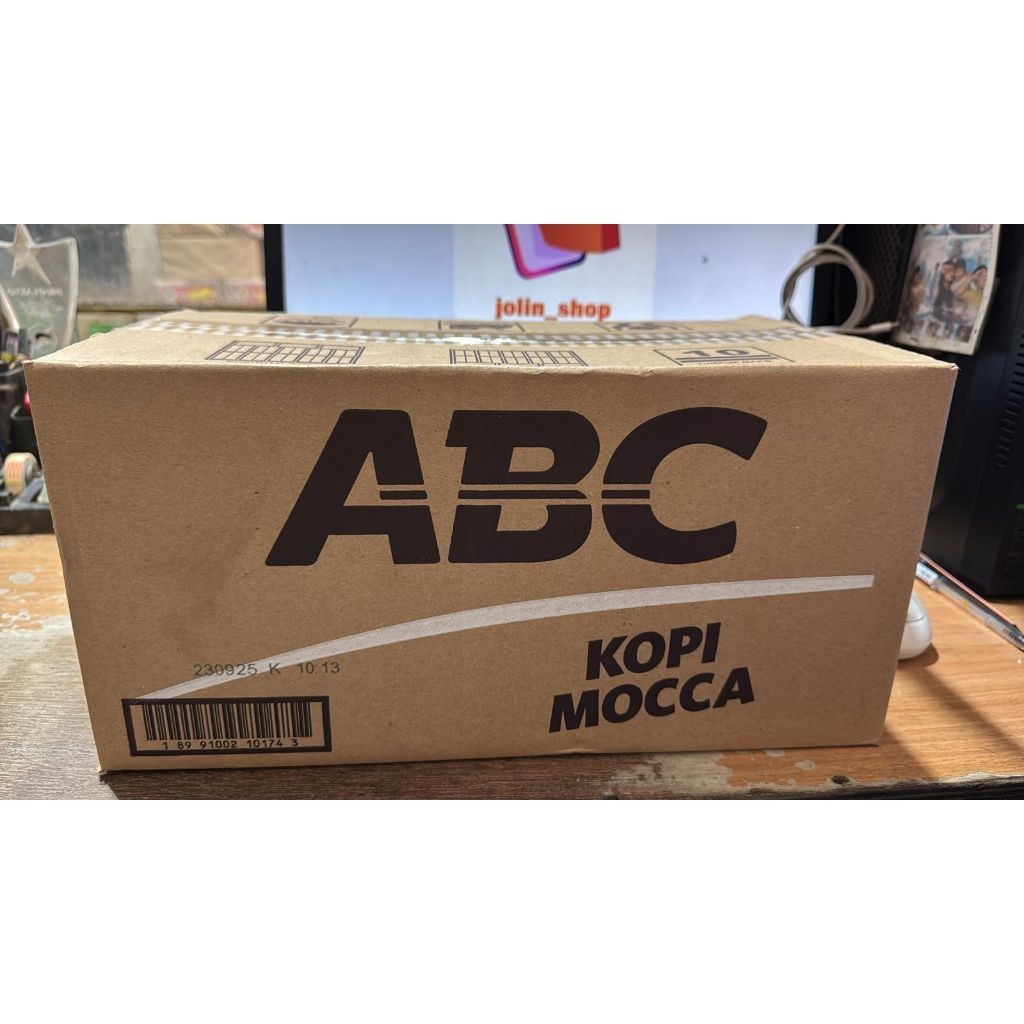 

Kopi ABC mocca @ 12 rtg x 10 bks x 27 gram = 120 bks / 1 dus