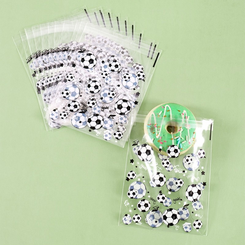 

50/100pcs Soccer Candy Bags Kids Boys Birthday Sport Football Themed Party Plastic Cookie Gift Packaging Bags Decoration Supply