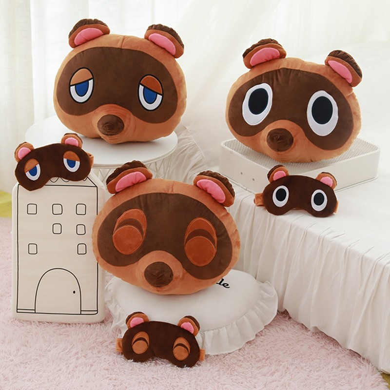 Dropshipping Animal Crossing Plush Toy Raccoon Plush Pillow & Eye mask Stuffed Animal Toy Kawaii Gif