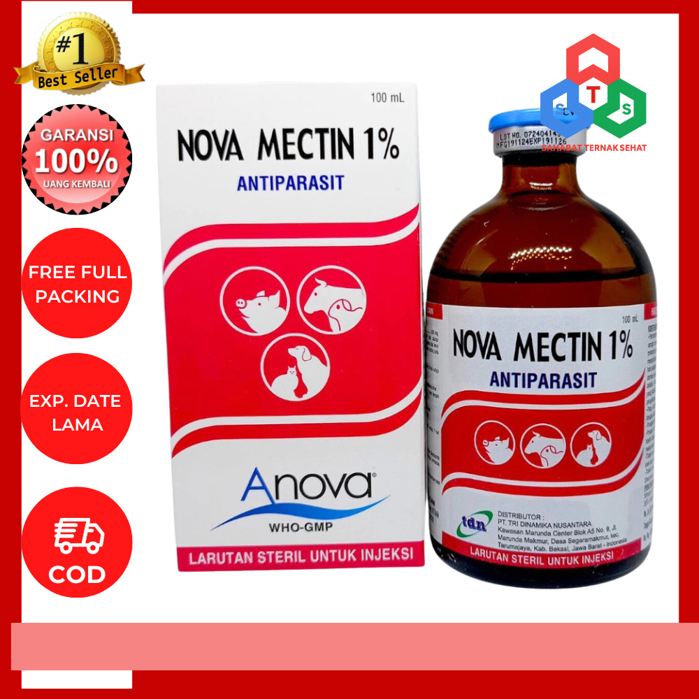 NOVA MECTIN 1% - Obat ANTIPARASIT (cacing/gudeg) pada HEWAN