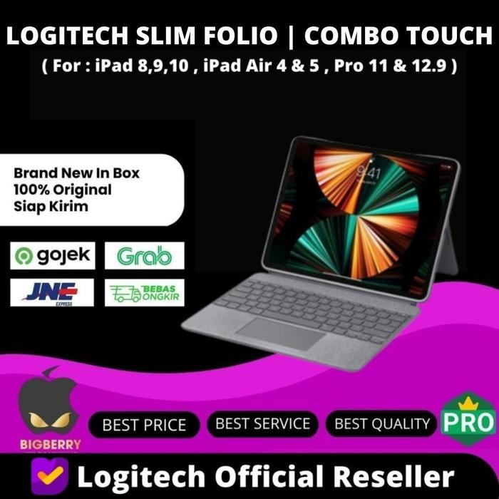 Logitech Combo Slim Folio Touch Keyboard iPad Pro 11 12.9 Air 4 5 10 9 - logitech combo, ipad air 4