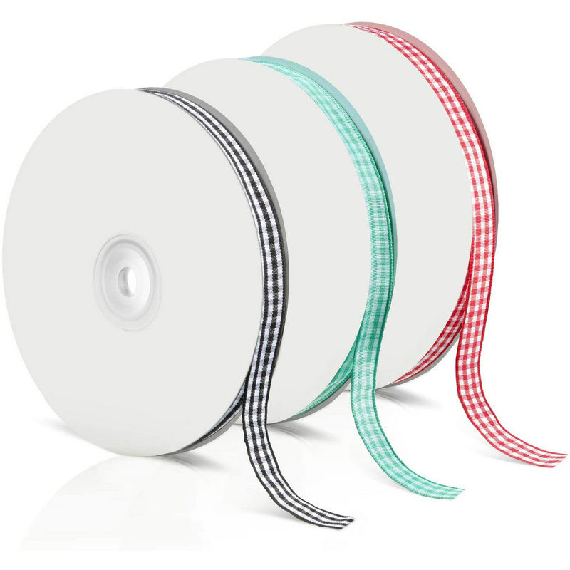 

50Yards Gingham Ribbons for Wedding Christmas Party Decorations Gifts Wrapping DIY Crafts Bow Hair Plaid Ribbon Packaging Fabric