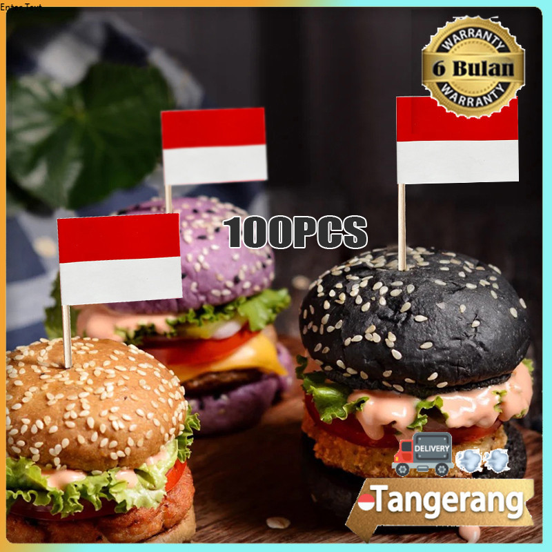 100pcs Tusuk Gigi Bendera Indonesia / Bndera Tusuk Gigi
