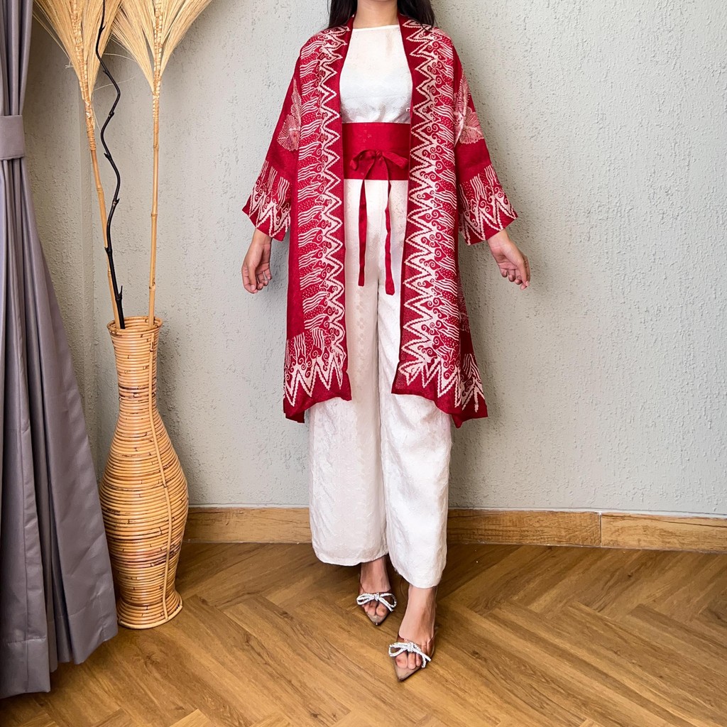 Lausboutique-Outer Button- Seri Merah Putih- Outer Batik