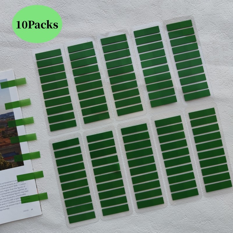 

10Packs 2000 Sheets Transparent Sticky Notes Self-Adhesive Annotation Books Bookmarks Memo Pad Index Tabs Stationery