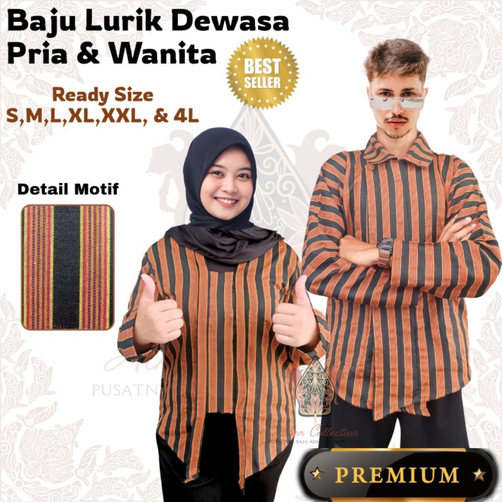 Ready Siap Kirim Baju Adat Jawa Lurik Dewasa Pria Baju Lurik Adat Jawa Dewasa Wanita Kutubaru Wanita