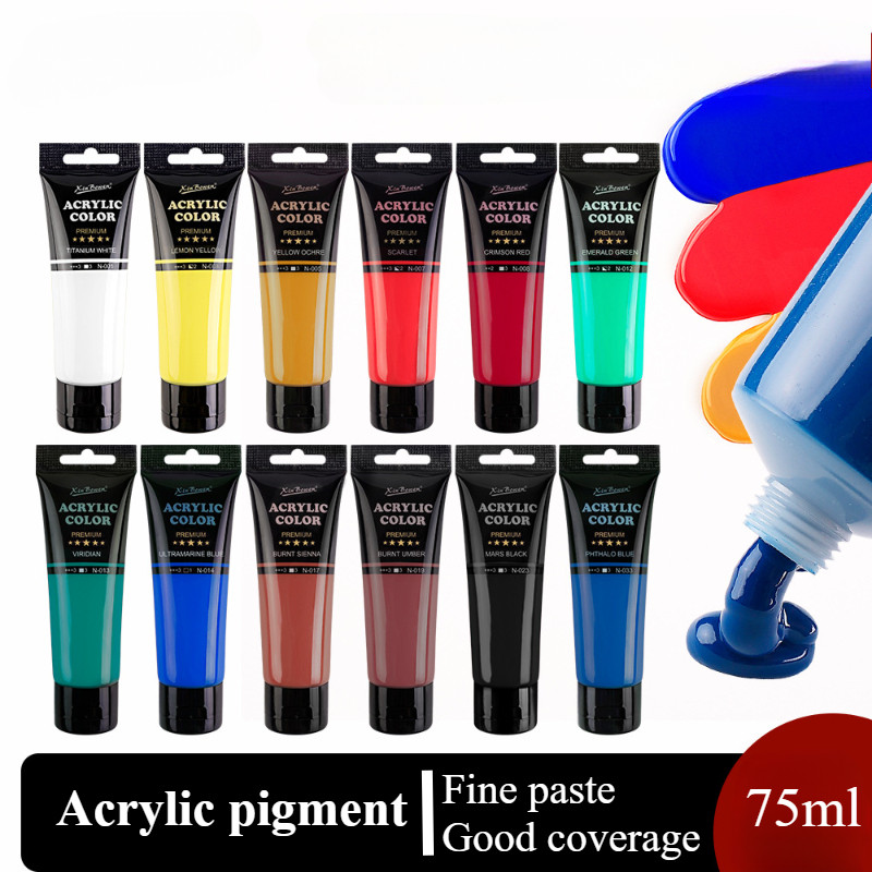 

75ml Acrylic Pigment Plastic Hose Packaging Easy To Use and Squeeze and Waterproof for Hand-paint Wall Painting Handicraft DIY