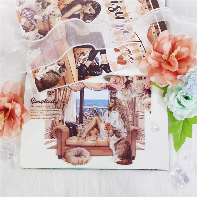 

A37T-Leisure Time Journal Sticker Book For Junk Journaling Supplies, 20 Pe-Cut PET, Washi Tape And Craft Paper Stickers