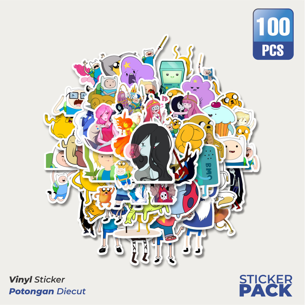 

MURAH 100 PCS Stiker Kartun Series Adventure Time Character Mix 5 Waterproof Aesthetic- Untuk Laptop, Motor, dan Helm - Paper Stationery Pack