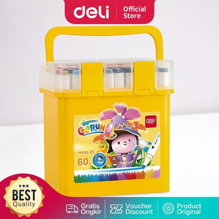 

Deli Water-based Sketch Marker / Spidol Warna Dual Tip HM106 Kain - 12 warna, Standar