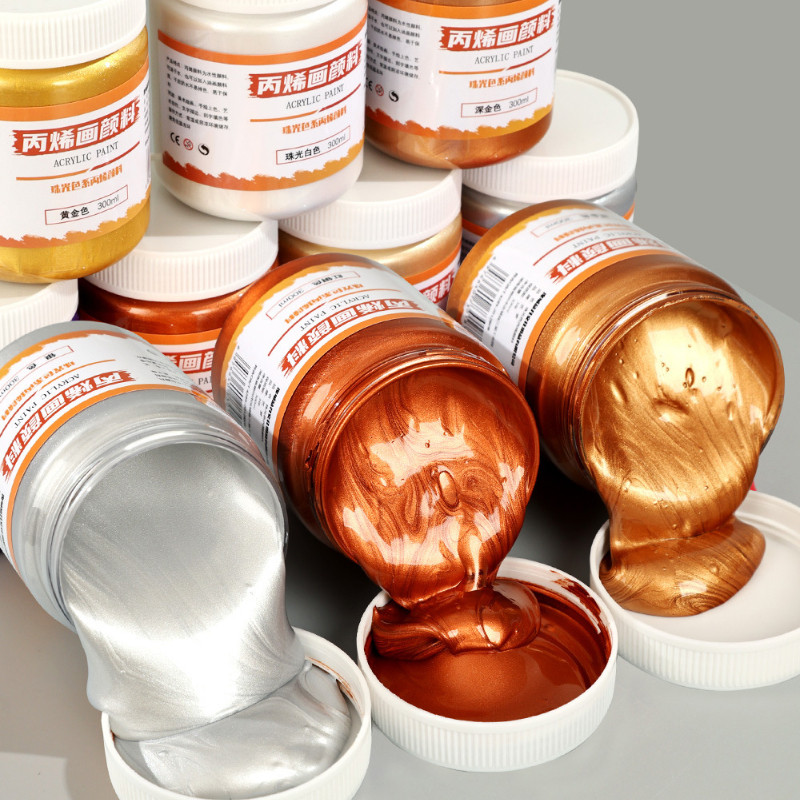 

300ml Pearlescent Metallic Acrylic Paint DIY Wall Painting Hand-painted Stone Plastic Wood Waterproof and Sun Resistant Pigment