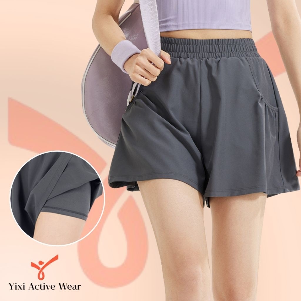 YIXI | Running short double pant celana pendek olahraga