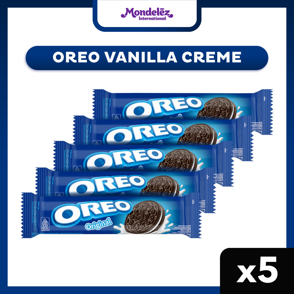 

Oreo Vanilla Cream 110.4gr x 5 | Biskuit Snack Camilan Favorit Anak & Keluarga