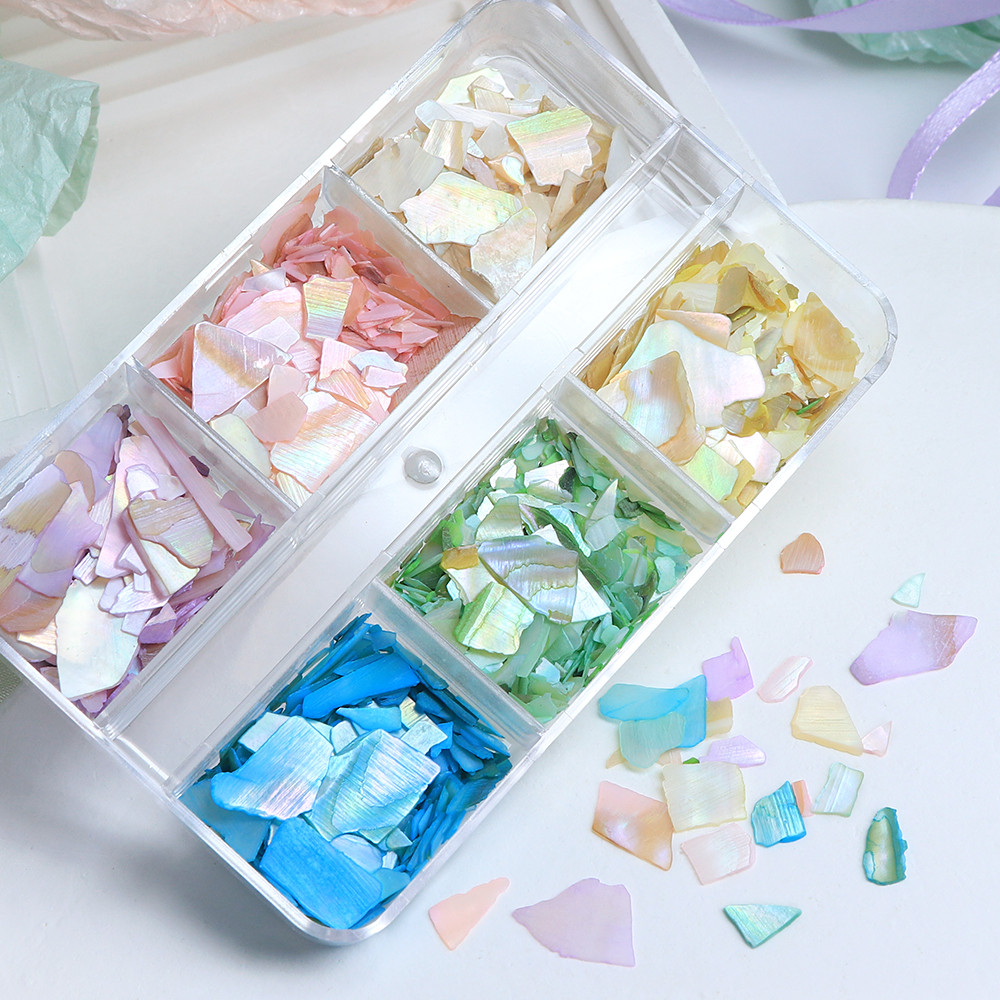 

6 Colors Irregular Seashell Slices Epoxy Resin Filling Colorful Seashell Fragments Summer Decoration DIY Keychains Crafts Making