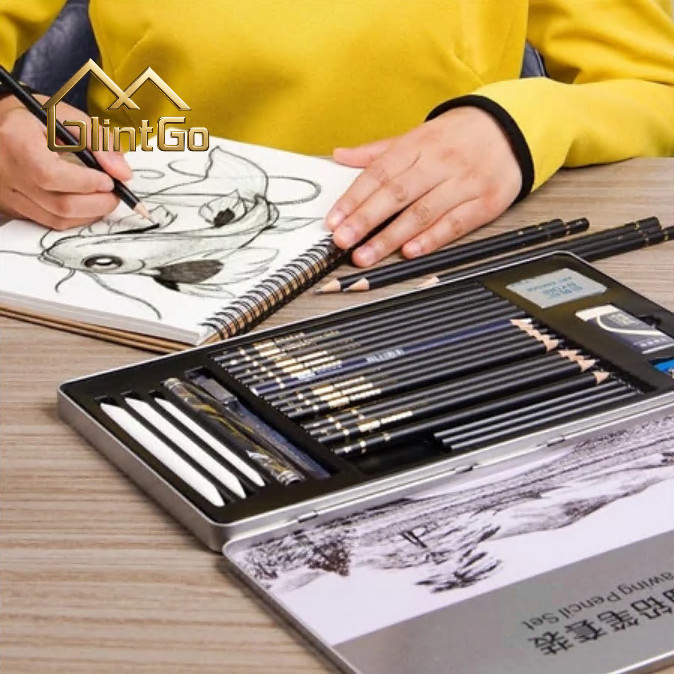 

pensil gambar set 29pcs nyoni drawing pencil pensil sketsa pensil matte untuk arsir kotak kaleng