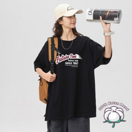 100% Katun]Kaos Unisex Americana COD | Motif Huruf Latte Art OverSize | Leher Bulat Summer