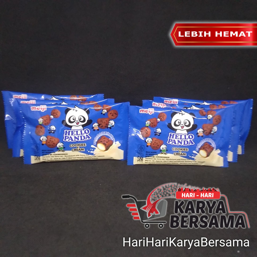 

MAKANAN RINGAN BISKUIT MEIJI HELLO PANDA COOKIES CREAM PACK 6 PCS X 25GR