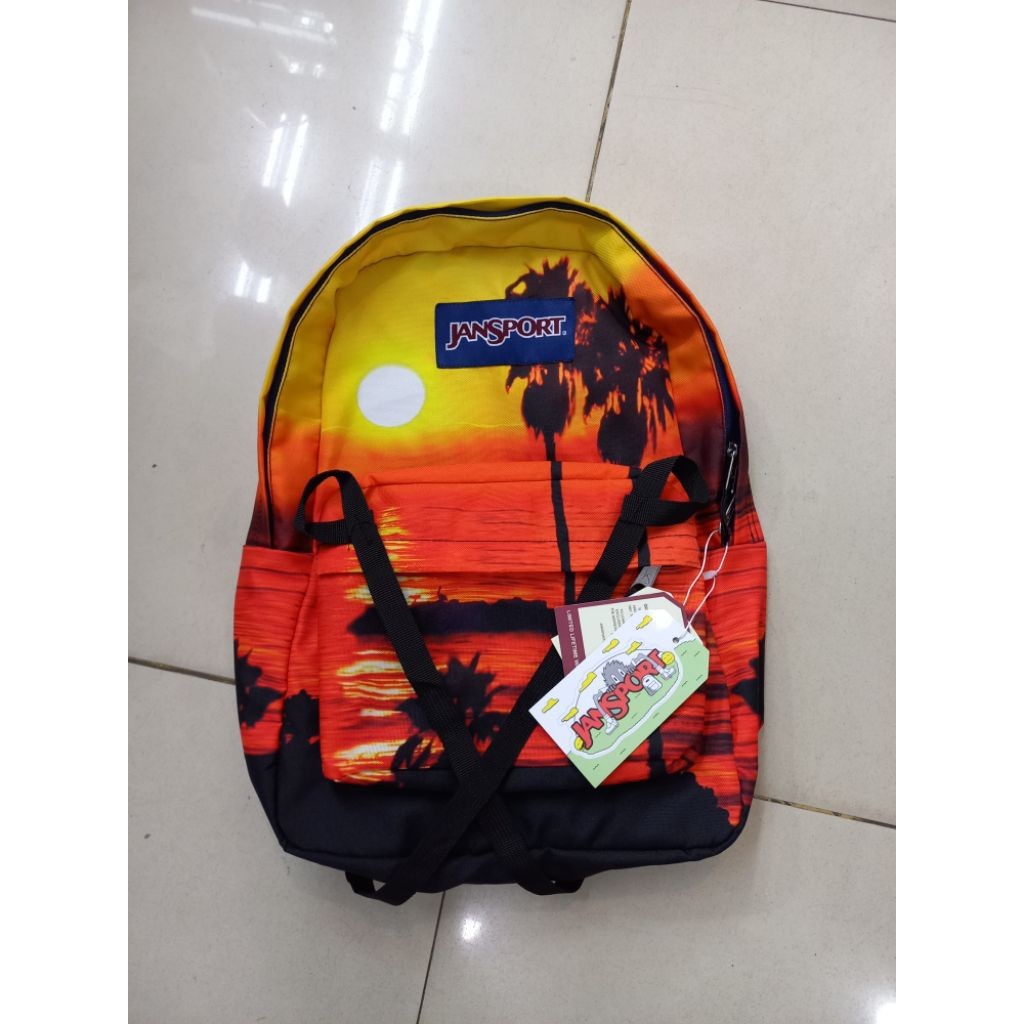 Tas Ransel Jansport Premium Motif Sunset Pantai Full Jansport Pria/Wanita Bisa COD - Ringan & Tahan 