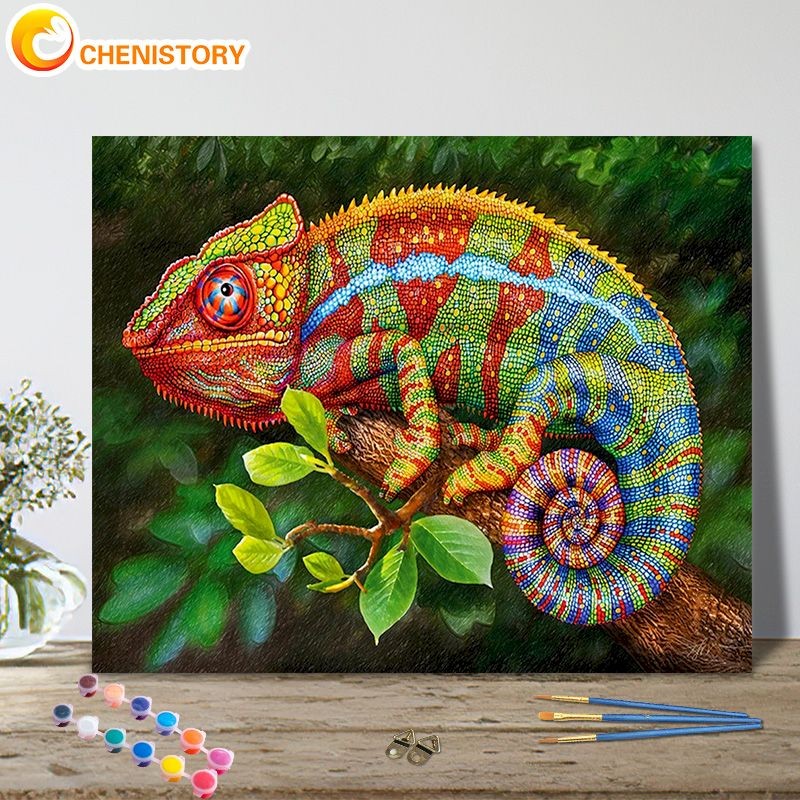 

CHENISTORY 40x50cm Picture By Number Chameleon Animal Kits Home Decor Painting By Numbers Drawing On Canvas Art Gift