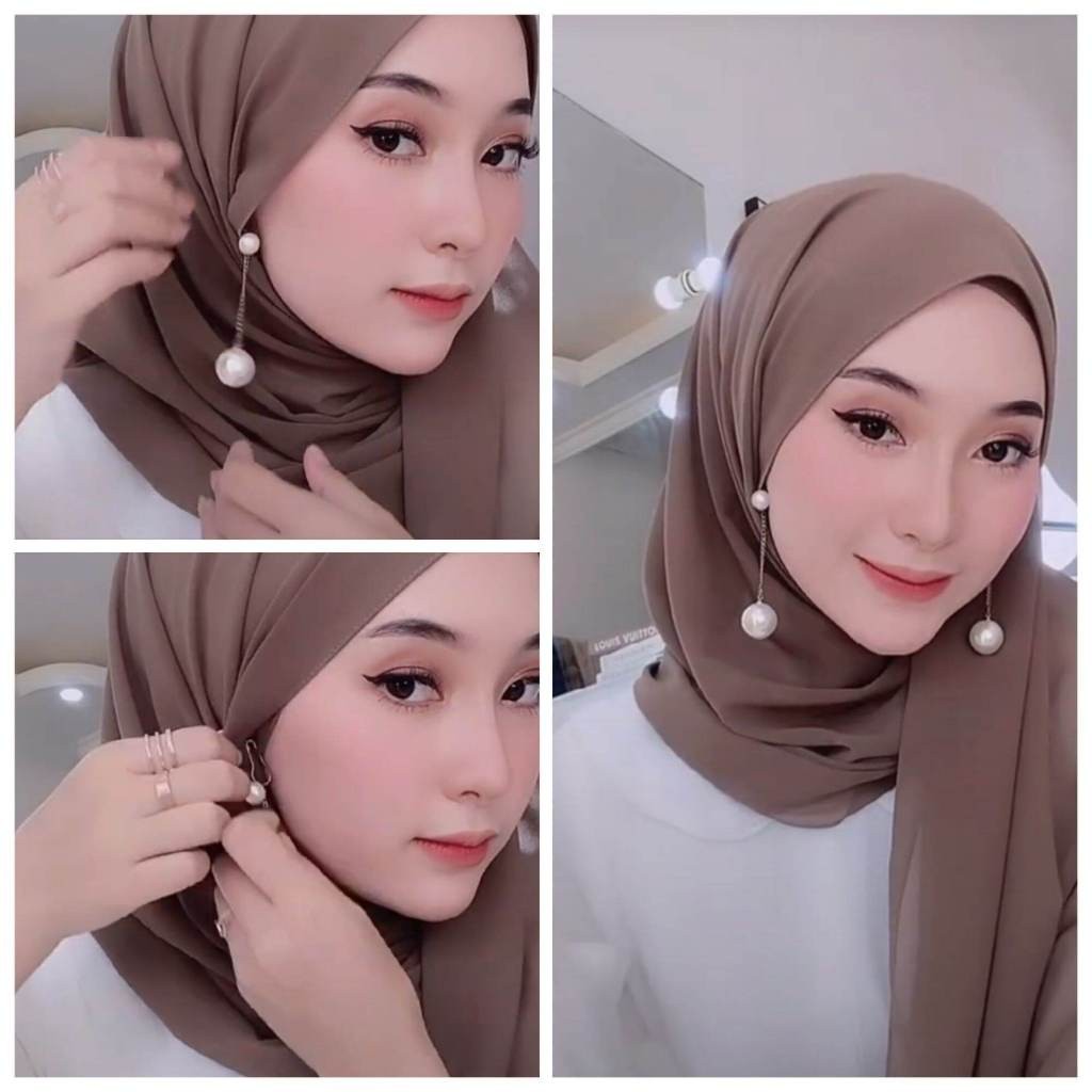 (acc ptk) ANTING JILBAB JUNTAI BOHLAM / Anting hijab simpel mutiara bohlam / Anting hijab sepasang /