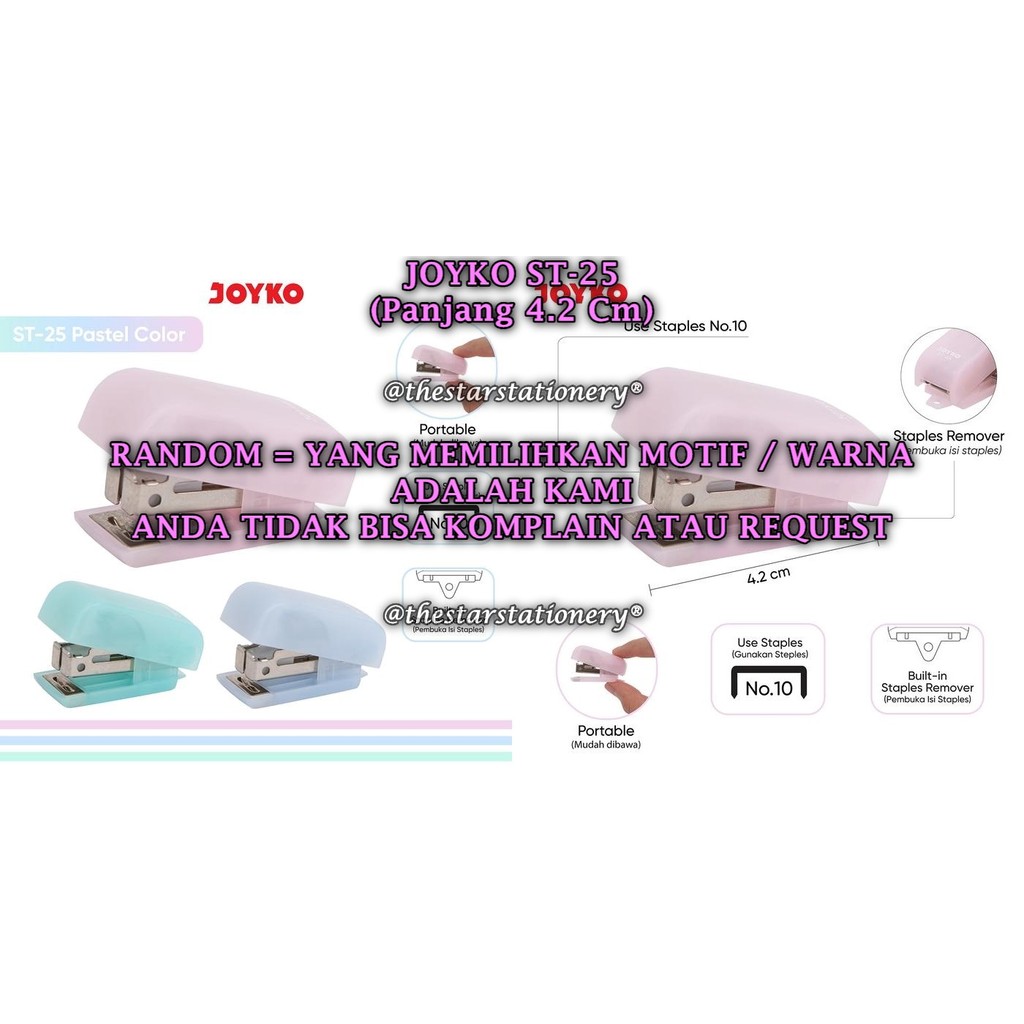 

(1 Biji) GROSIR Stapler JOYKO ST-25 Pastel / JOYKO Stapler Stepler Jepretan ST-25 Pastel (1 Biji)