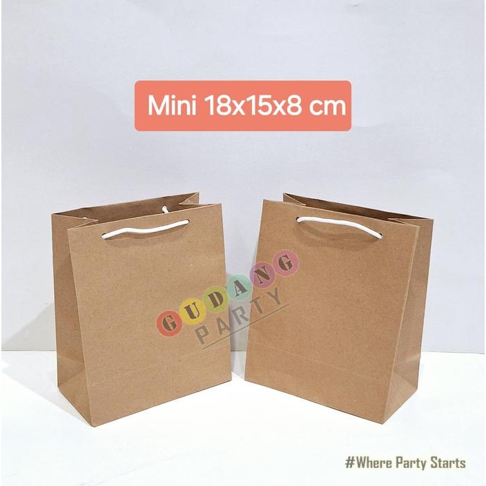 TERBARU Paper bag Coklat Tas Kertas Goodiebag Brown Papper Craft Tas Packaging Souvenir - Mini
