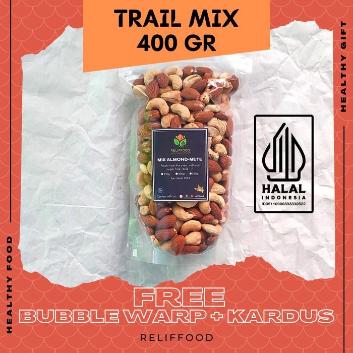 

TRAIL MIX KACANG ALMOND DAN METE MEDE PANGGANG 400 GRAM MIXED NUTS Snack Food Cemilan Makanan Kering - ORIGINAL