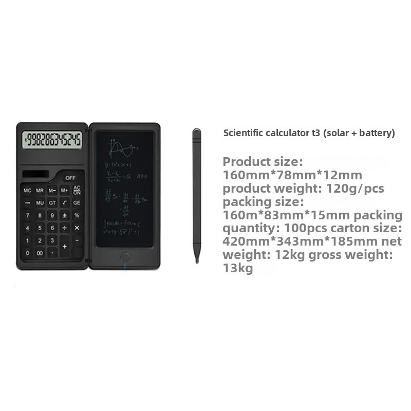 

Portable Mini Foldable Solar Powered Scientific Calculator with Handwriting Board Two-In-One AE Stock from China Origin