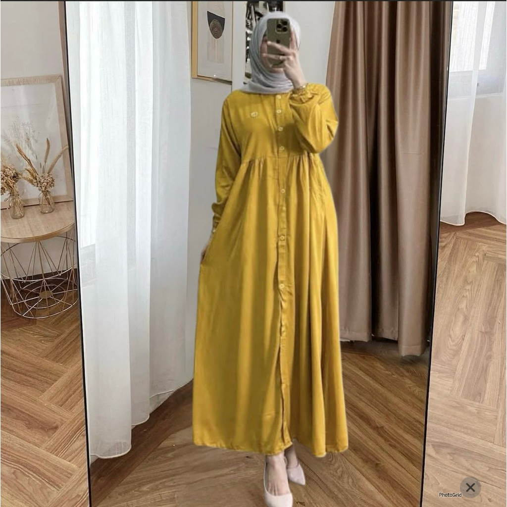 geneaby Shafa Gamis Dress Wanita Rayon Twill Gamis Panjang Dress Gamis Wanita Bahan Rayon Twill