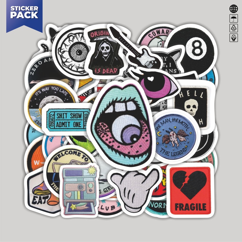 

[100PCS]Stiker Pack Stiker Patch V2 Aesthetic Vinyl Anti Air Dekorasi Sticker Laptop Buku Journal Koper Helm Casing HP Gitar Helm Skateboard