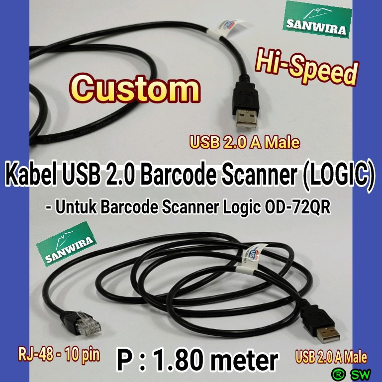Kabel USB 2.0 Barcode Scanner LOGIC 1.80 meter / Kabel Scanner Barcode / USB Cable Barcode Scanner L