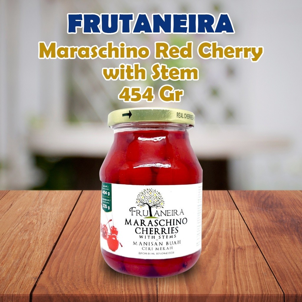 

FRUTANEIRA Maraschino Red Cherry with Stem/Ceri Merah Tangkai 454 Gr