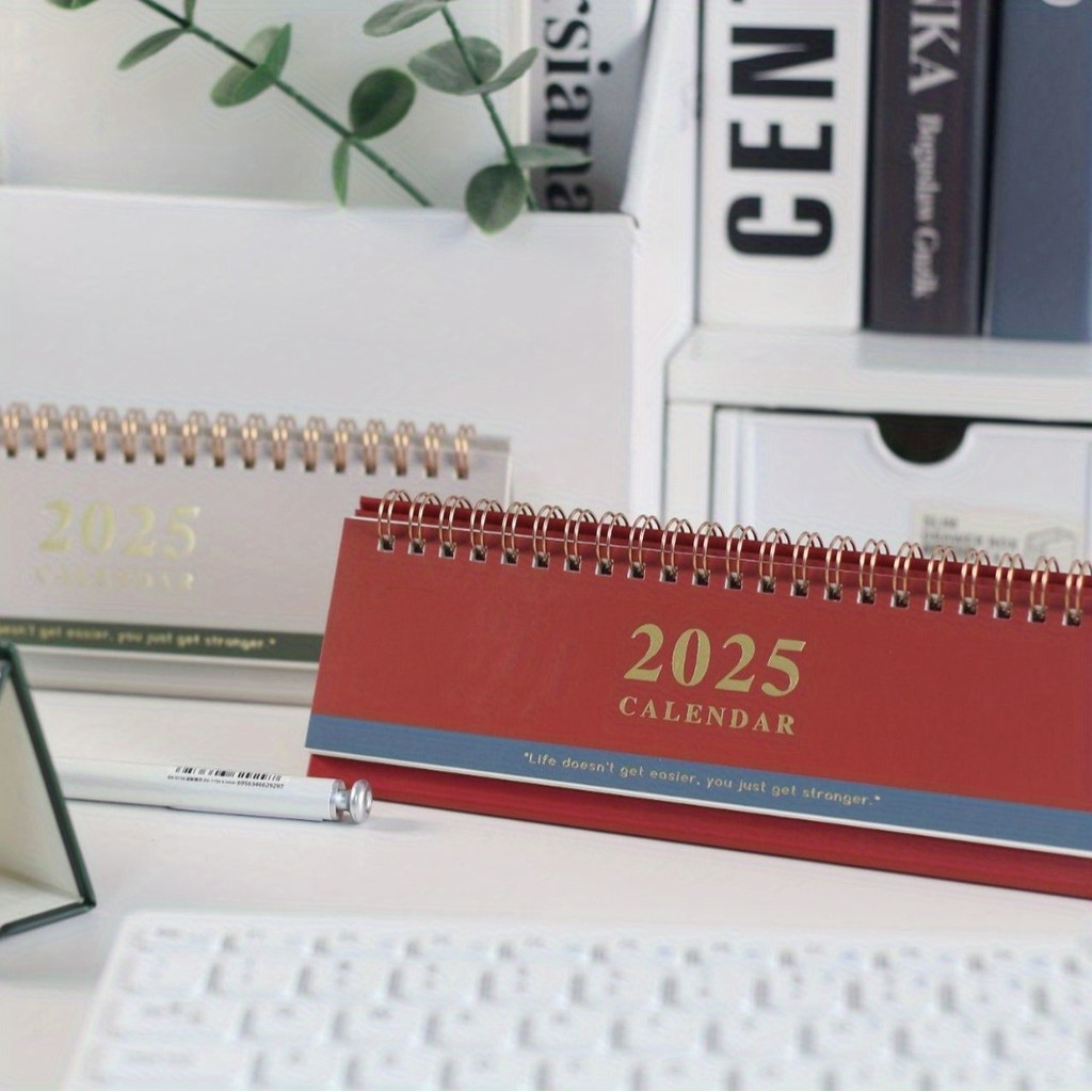 

Mini Calendar for 2025, Teacher's Note Taking Calendar, Simple Desktop Calendar Book Decoration,Stamping Long Desktop Note Book.