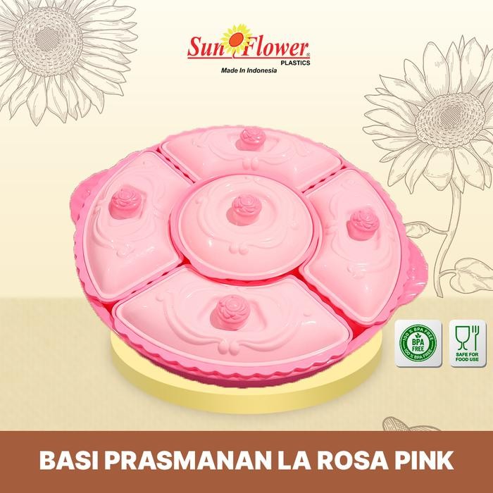 Nampan Saji Makanan / Basi Prasmanan La Rossa Sunflower alat bulat Makan Kitchenware Piring - Pink, 