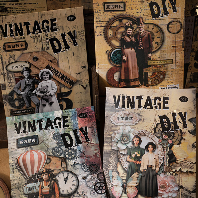 

Mr. Paper 110Pcs/bag Retro handbook hard card material sticker pack retro handmade series retro European and American style DIY
