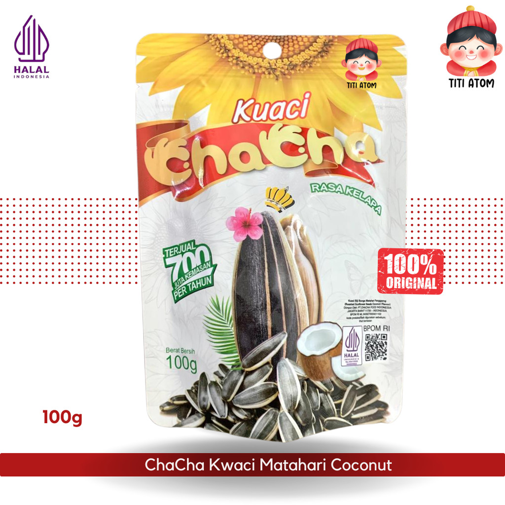 

Chacha Kwaci Kuaci Biji Bunga Matahari Rasa Kelapa 100g | Sunflower Seeds Coconut Flavor Snack Renyah