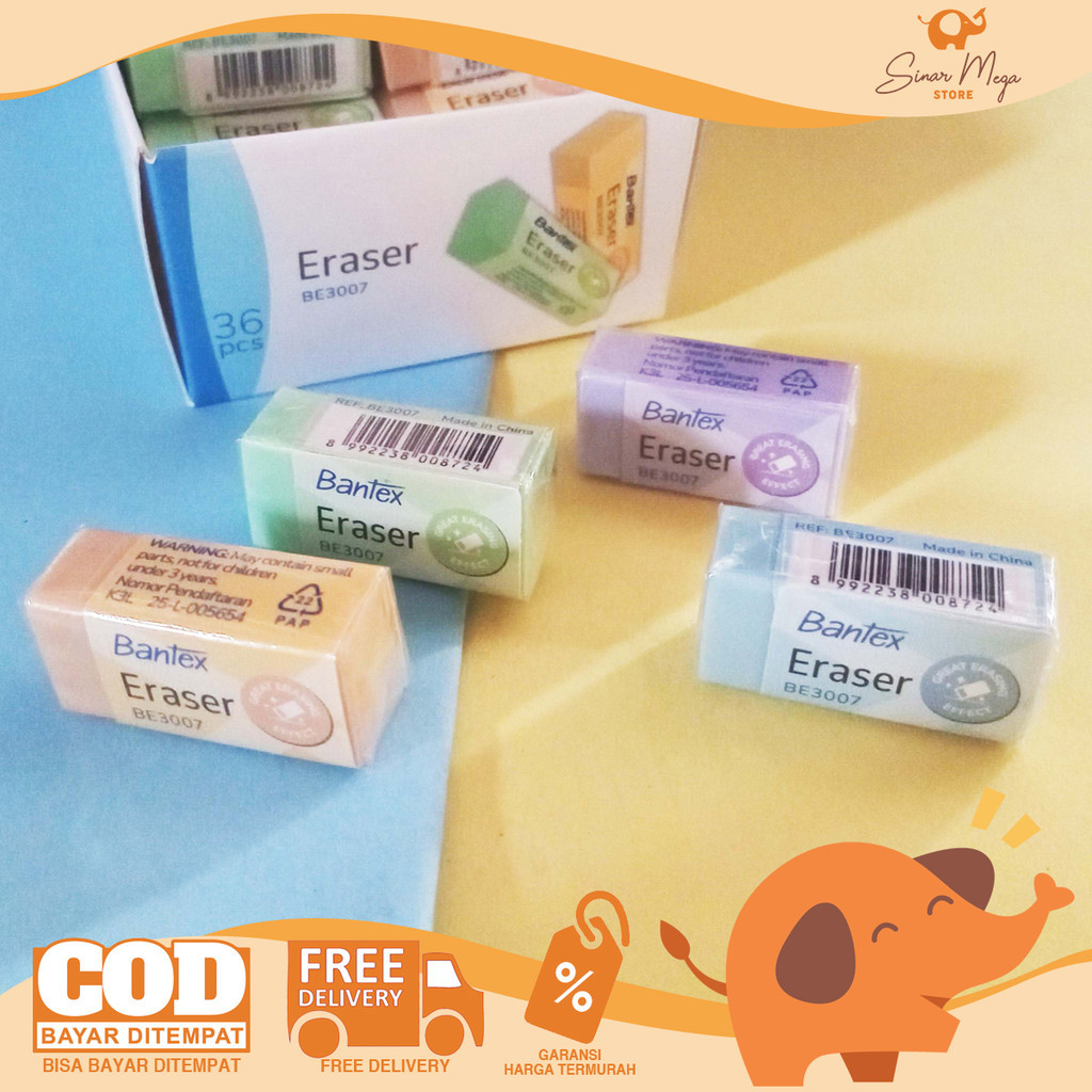 

BANTEX Eraser Eco PVC Square Small Color Great Effect BE 3007 - Penghapus Pastel SATUAN
