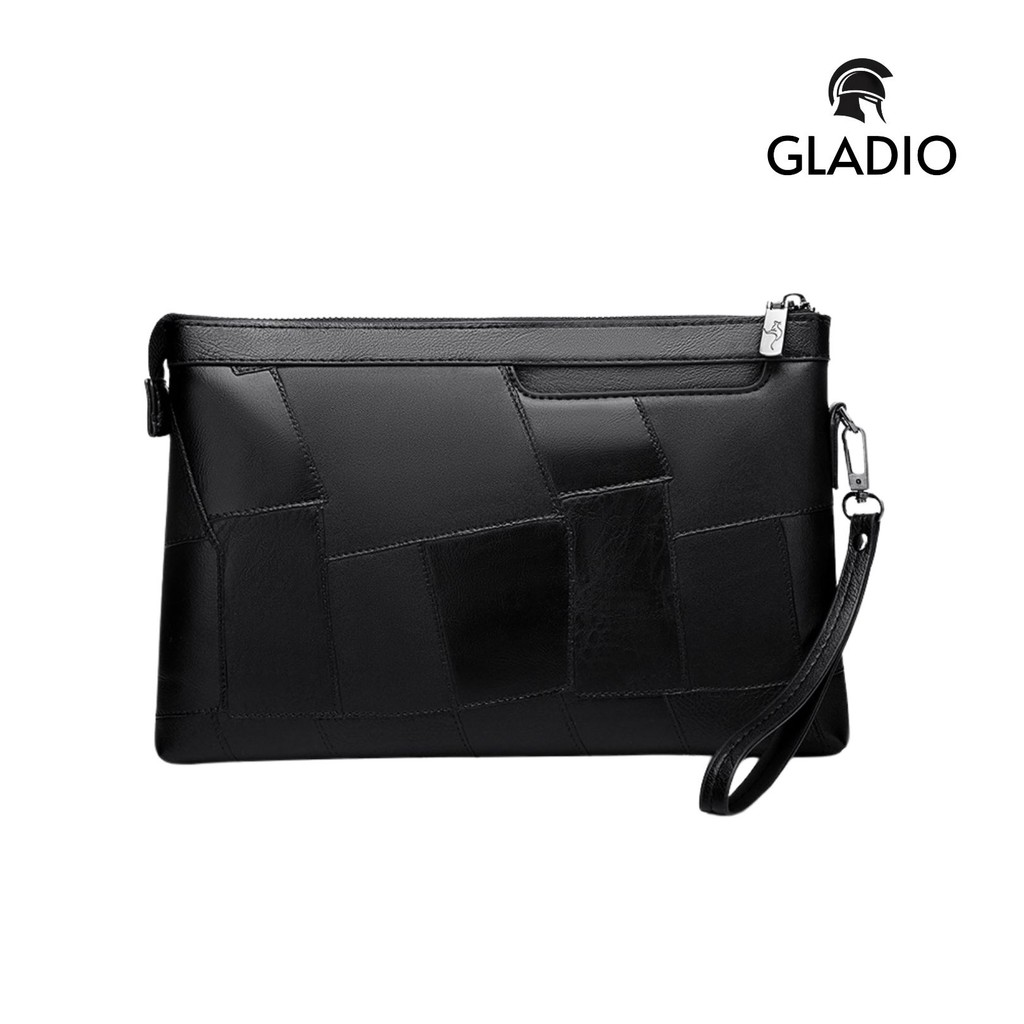 GLADIO Tas Pria Clutch GLD072B5 Hitam Demetrio Kulit Keren Pouch Pria Simple