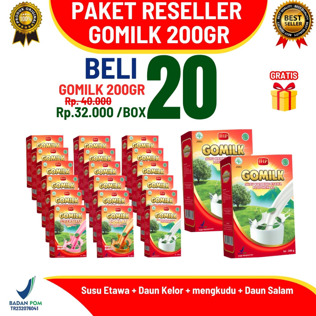 

GOMILK Susu Kambing Etawa 20 Box – Herbal Kelor Mengkudu, Imun, Nafas Lega, Asam Urat, Kolesterol