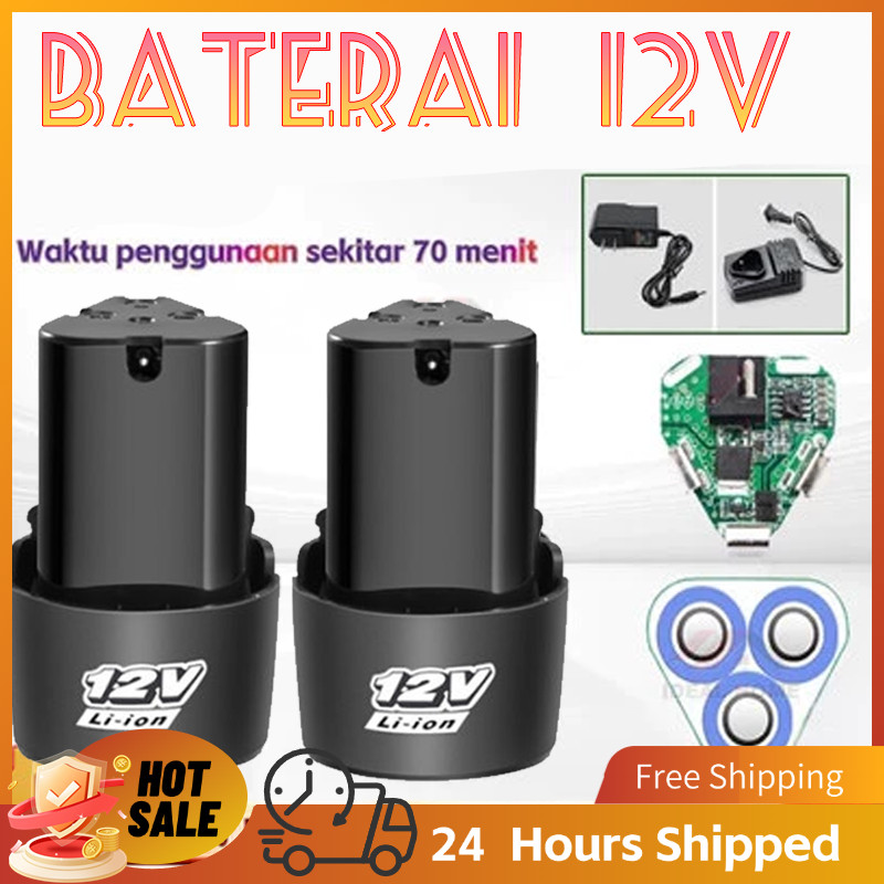 2pcs Batrai Baterai Bor Cordless 12v 1300mah 12 Volt Jld Baterai Bor Cordless Li-Ion 12 Volt Baterai