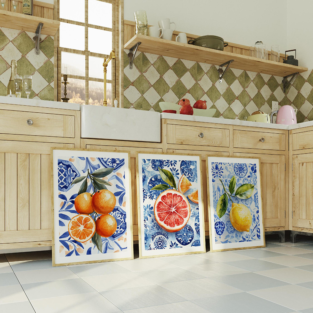 

Italian Citrus Prints Lemon Orange Grapefruit Art Poster Canvas Market Painting Minimalist Wall Picture Modern Home Living Room