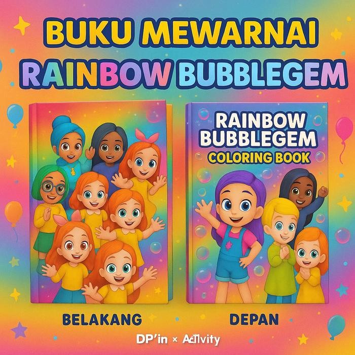 DpinxAaTivityBuku Gambar Mewarnai [ RAINBOW BUBBLEGEM ] Anak Karakter Lucu  – Edukasi & Hiburan Krea