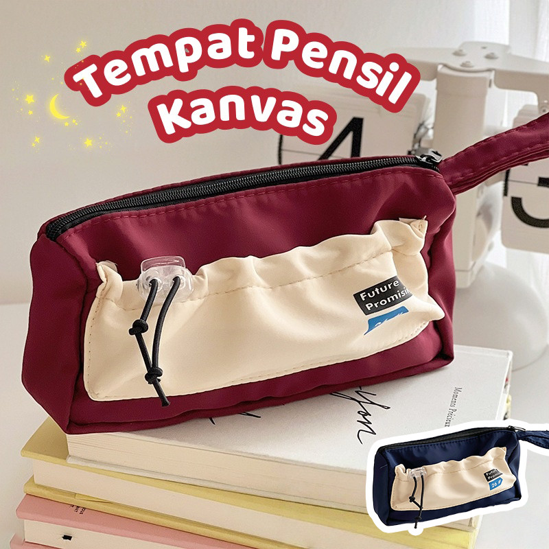 

Tempat Pensil Kanvas Tahan Air Kotak Pensil Besar Muat Banyak Zipper Anti Karat